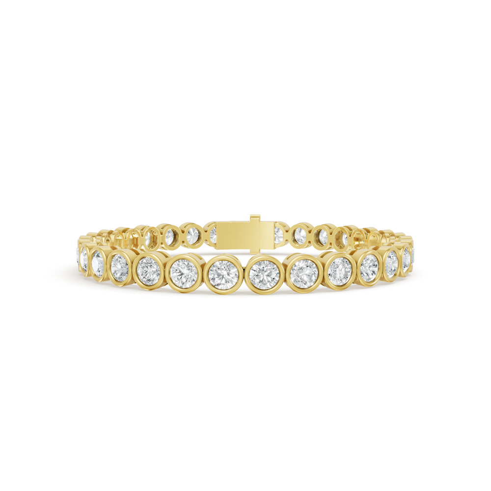 9.99 ctw Diamond Bezel 14K Yellow Gold Tennis Bracelet